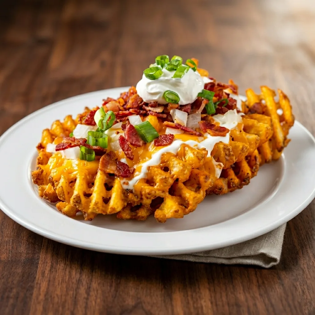 Meat The Bun Edmonton &mdash; Golden crispy Waffle Fries, perfectly seasoned and also available loaded with toppings